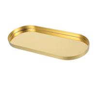 GOOHOCHY Plateau de Rangement Acier Inoxydable Doré pour Bijoux et Cosmétiques Plateau Métallique Décoratif et Polyvalent pour Salle de Bain Bureau et Maison Petit Modèle Élégant