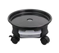 GOOHOCHY Plateau pour Pots de Fleurs Rond de 38 cm, Support inférieur Mobile en Plastique Noir avec Roues et Freins, tiroir de Rangement Amovible, pour Plantes et Pots de Fleurs au Jardin