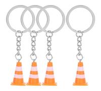 GOOHOCHY Porte-clés en ABS et alliage de zinc Mini cônes de signalisation orange 4 pièces Mini porte-clés décoratif pour sac et clés de voiture