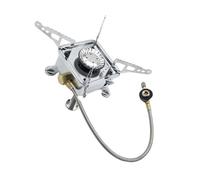 GOOHOCHY Réchaud à Gaz de Camping Portable Compact en Acier Inoxydable Brûleur Extérieur Léger Tuyau Souple pour Randonnée Camping Cuisine en Plein Air