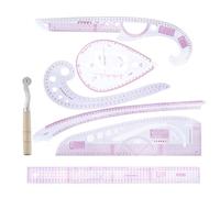 GOOHOCHY Règles de Tailleur et Outils de Dessin en Plastique Set de 7 pour Conception de Vêtements, Utilisation en Découpe Manuelle et Fabrication d'Échantillons