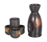 GOOHOCHY Service à Saké Japonerie en Céramique, Ensemble 1 Pot 4 Tasses à Saké, pour Maintenir la Température, Adapté aux Repas et Réceptions