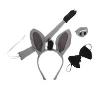 GOOHOCHY Set de Costume D'âne pour Garçon et Filles Bandeau Oreilles Nez en Tissu et Queue, Accessoire Nœud Papillon pour Fête Costumée ou Spectacle Scolaire