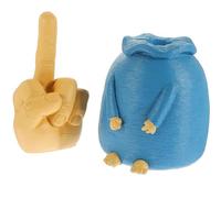 GOOHOCHY Statue Décorative en Résine Bleu Profond 1 Pièce Figurine Artisanale de Doigt Milieu Souriant Ornement Original pour Bureau et Décoration Intérieure