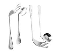 GOOHOCHY Ustensiles Adaptatifs Inoxydable Pour Seniors Avec Cuillère Et Fourchette Courbées Pour Alimentation Autonome Pratique Et Ergonomique Pour Patients Lit