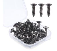 GOOHOCHY Vis autoperceuse pour métal 3x12mm 50pcs en fer noir avec boîte, accessoire guitare électrique, idéal pour bassistes et guitaristes