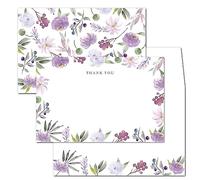 Gooji Lot de 20 cartes de remerciement à motif floral violet de 10,2 x 15,2 cm avec enveloppes, cartes de remerciement pour goûter, remerciement pour votre hospitalité