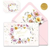 Gooji Lot de 20 cartes de remerciement en feuille d'or de 10 x 15 cm - Enveloppes blanches assorties à patte autocollante - Assortiment assorti - Fête d'anniversaire, fête prénatale, mariages, vœux