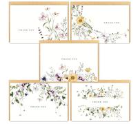 Gooji Lot de 20 cartes de remerciement florales avec enveloppes assorties avec enveloppes rustiques assorties à l'aquarelle, anniversaire, fête prénatale, mariages, notes vierges pour affaires