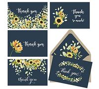 Gooji Lot de 20 cartes de remerciement tournesol avec enveloppes assorties assorties en papier kraft pour fête d'anniversaire, fête prénuptiale, fête prénatale, mariage