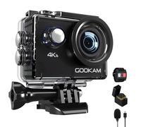GOOKAM Caméra Sport 4K 30fps WiFi, Caméra Étanche 40M avec 170°Grand-Angle Microphone Externe 2.4G Télécommande, 2 Batteries 2 x 1050 mAh et Kit d'Accessoires - GO 2…
