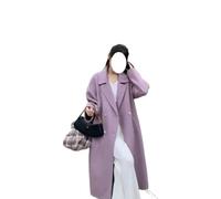 Goolecrimp Automne Et Hiver Tendance De La Mode Coréenne Manteau Mi-long En Tweed Élégant Classique Lâche Affaires Décontracté Couleur Unie Manteau Chaud (Violet,4TG)