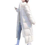 Goolecrimp Doudoune longue chaude à capuche pour femme veste longue imperméable doudoune épaissie mode manteau de brochet duveteux extra long et chaud (TTG,Blanc)