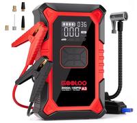 GOOLOO A3 Booster Batterie Voiture 3000A Portable Jump Starter Démarreur Voiture avec Pinces Supersafe Intelligentes (Essence 9,0L Diesel 6,5L)+Compresseur d'air 150 PSI
