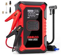 GOOLOO Booster Batterie Voiture 3000A A3 Portable Jump Starter Démarreur Voiture avec Pinces Supersafe Intelligentes (Essence 9,0L Diesel 6,5L)+Compresseur d'air 150 PSI