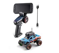 GoolRC Voiture Télécommandée, 1:64 2,4 GHz Crawler RC Truck 4x4 FPV Voiture RC Tout-Terrain avec écran, caméra HD, Gyroscope, phares LED et Application de contrôle (Bleue)
