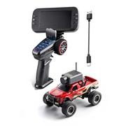 GoolRC Voiture Télécommandée, 1:64 2,4 GHz Crawler RC Truck 4x4 FPV Voiture RC Tout-Terrain avec écran, caméra HD, Gyroscope, phares LED et Application de contrôle (Rouge)