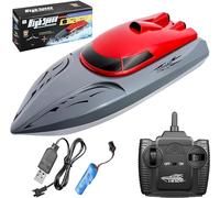 Goolsky 806 RC Bateau de Contrôle à Distance 20 km/h - Jouet Imperméable Haute Vitesse de Course - Cadeau pour Enfants (Avec 1 Batterie, Rouge)