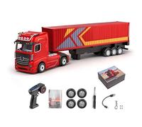 Goolsky Camion télécommandé Camion RC avec Lumière et Son RC avec Lumière et Son Porte-conteneurs 1:64 2,4 G Portée Entièrement Proportionnelle de 30 M Fonction de