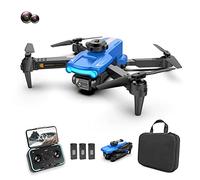 Goolsky LSRC XT2 Drone, Caméra 4K Daul WiFi Léger et Pliable 2,4GHz Détection d'obstacles dans Quatre Directions, 6-Axe Gyro, Photographie Gestuelle, Maintien D'Altitude Mode 'Headless', Bleu 3 Piles
