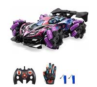 Goolsky Télécommande Spray Car Télécommande Stunt Car 2,4 GHz avec fonction Cool Lights Musique Side Drift Gant Geste Horloge radio-pilotée Télécommande Spray Stunt Car 3 modes de commande 2 piles