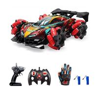 Goolsky Télécommande Spray Car Télécommande Stunt Car 2,4 GHz avec fonction Cool Lights Musique Side Drift Gant Geste Horloge radio-pilotée Télécommande Spray Stunt Car 3 modes de commande 2 piles