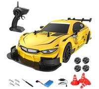 Goolsky Voiture Télécommandée Drift 40KM/H 1/16 2.4GHz 4WD Pneus Remplaçables 4 Roues Motrices Voiture de Course 7.4V 600mAh Batterie Cadeau