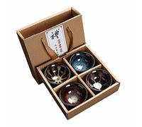 GOONSDS Tasse À Thé En Céramique, Ensemble De Tasses En Porcelaine 70ml, Lot De 4 Ensembles De Tasses Émaillées Flammées Artisanales Pour Cadeau,A