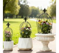 GOOOXIM Lot de 3 treillis obélisques en métal pour plantes grimpantes - Piquet décoratif de jardin pour roses, bougainvilliers, vignes et plantes en pot - Grande, moyenne et petite taille pour une