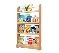 GOOPEEG Bibliothèque pour Salon Bureau Bibliothèque À 4 Niveaux Support en Bois Massif Collection De Livres Environ 150 Volumes Véritable Naturel Étagère Facile à Nettoyer(Wood Color)