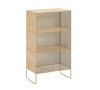 GOOPEEG Bibliothèque pour Salon Bureau Étagère Carrée en Fer Forgé Étagères Créatives Multicouches Casiers De Sol Modernes Rangement Bibliothèque Facile à Nettoyer(Gold,3 Tier(50 * 30 * 85cm))
