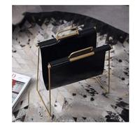 GOOPEEG Bibliothèque pour Salon Bureau Étagère en Cuir Étagères Support De, Porte-revues pour Bureau Salon Fournitures 16.9x8.6x15.7in Bibliothèques Facile à Nettoyer(Black)