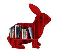 GOOPEEG Bibliothèque pour Salon Bureau Étagère en Forme De Lapin Creative Home Étagères Chambre Bibliothèque Multifonctionnel Animal Landing Facile à Nettoyer(Rot,73 * 38 * 66cm)