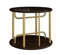 GOOPEEG Bibliothèque pour Salon Bureau Étagère Ronde, Petite Rotative, Support De Rangement Bureau en Bois Massif Luxe Léger, Créative Au Sol Facile à Nettoyer(Gold+Black)