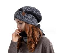 GOOPEEG Bonnet d'hiver Hiver Slouch Bonnet d'hiver Chapeaux avec Bord Épais Polaire Tricot Chapeau Visière Crâne Casquette De Ski Montre Ample Unisexe Hiver Chaud(E)