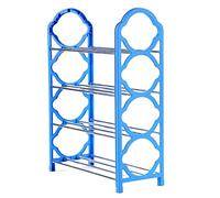 GOOPEEG Etagere Chaussure,Multifonction 4 Tier Simple Shoe Rack Aluminum Metal Shoes Cabinet Multilayer Easy Storage Organizer Space Saving Shelf Banc de Rangement(Blue)