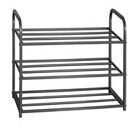 GOOPEEG Etagere Chaussure,Multifonction Étagère À Chaussures en Fer Forgé 3 Niveaux Organisateur De Stockage Métal pour Entrée Couloir Placard Chambre Banc de Rangement(Black)