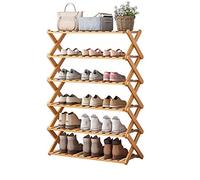 GOOPEEG Etagere Chaussure,Multifonction Porte-Chaussures à 6 Niveaux for Placard, étagère de Chaussures Debout Pliable for l'entrée, Organisateur Bambou for la Maison, Salon, Balcon Banc de Rangement
