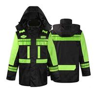 GOOPEEG Gilet de Travail, Costume réfléchissant imperméable, Veste-Jaune Noir Oxford Tissu étanche Haute visibilité détachable intérieur Gilet Fluo(XL)