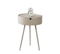 GOOPEEG Table d'appoint, Jolie Table De Chevet en Plastique for Salon, Petite Basse Salon, Marron(Khaik)