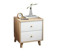 GOOPEEG Table d'appoint, Table De Chevet en Bois avec Organisateur À 2 Tiroirs Amovible pour Chambre Coucher Salon, Marron(A)