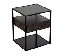 GOOPEEG Table d'appoint, Table De Chevet Moderne Casier Salon Minimaliste Tiroir Rangement Chambre Salon, Marron(A)