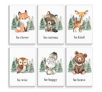 gooptyinh Lot de 6 affiches inspirantes sur toile pour chambre de bébé, citations de motivation avec ours, renard, lapin, cerf, raton laveur, chouette, 20,3 x 25,4 cm, sans cadre