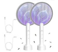 GooQand 2 PCS Raquette Electrique Insectes 4001V, Raquette Moustique Electrique Rechargeable Via USB, Tuer Moustiques et Insectes Volants, Anti Moustique Intérieur et Extérieu(Blanc)