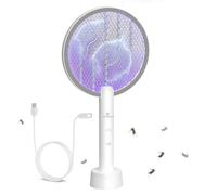 GooQand Raquette Electrique Insectes 4000V, Raquette Moustique Electrique Rechargeable Via USB, Tuer Moustiques et Insectes Volants, Anti Moustique Intérieur et Extérieu(Blanc 1PC)