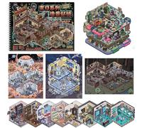 Goorder 12 Pièces 3D House Sticker Scene Kit, 2+1 Nouvelle Façon de Jouer Autocollant Scene, Amusants House Cozy Stickers, 10 PET Autocollants, 12 DIY Miniature Houses, pour Adulte Enfants Adolescent