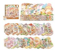 Goorder 20 Sets Stickers Scene Autocollant 3D de Scène, Sticker Scene Miniature avec 1 Pincette, House Aménagement paysager Miniature Autocollants pour Adultes, Enfants