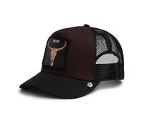 Goorin Bros Casquette Trucker The Farm Dead Skull marron et noir avec patch brodé en forme de crâne