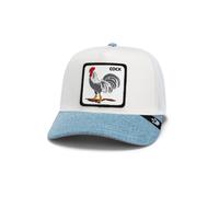 Goorin Bros. Rooster Fan Institution Ball Club Coq Design Denim Blanc Bleu Clair Casquette de Camionneur Ajustable