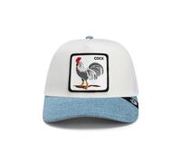 Goorin Bros. Rooster Fan Institution Ball Club Coq Design Denim Blanc Bleu Clair Casquette de Camionneur Ajustable